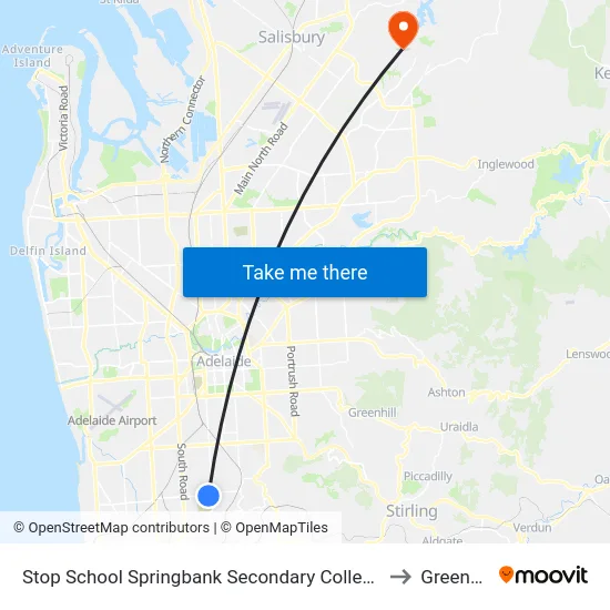 Stop School Springbank Secondary College Daws Rd to Greenwith map