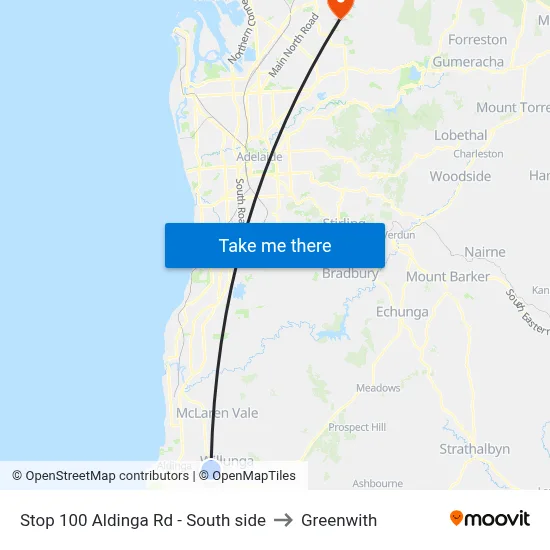 Stop 100 Aldinga Rd - South side to Greenwith map