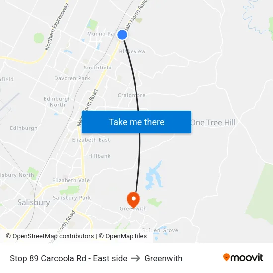 Stop 89 Carcoola Rd - East side to Greenwith map