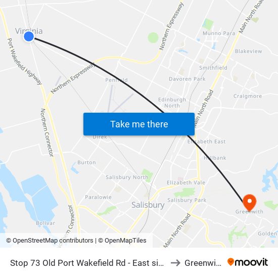 Stop 73 Old Port Wakefield Rd - East side to Greenwith map