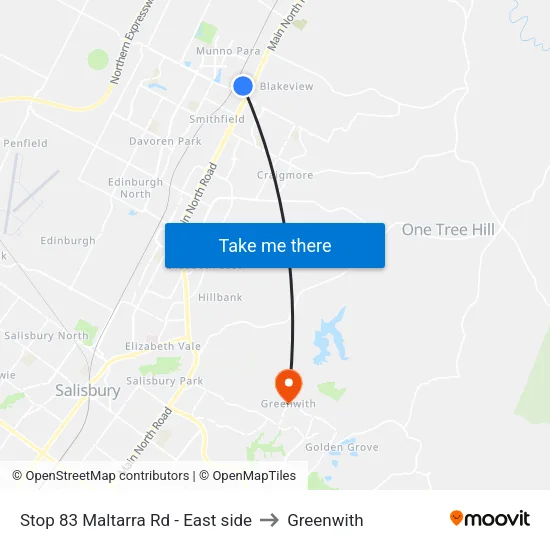 Stop 83 Maltarra Rd - East side to Greenwith map