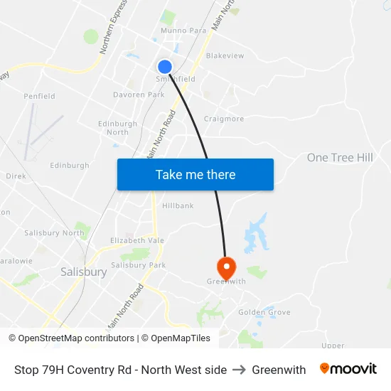 Stop 79H Coventry Rd - North West side to Greenwith map