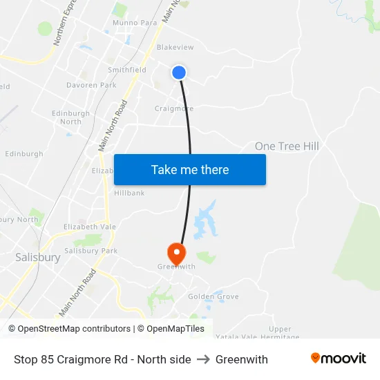 Stop 85 Craigmore Rd - North side to Greenwith map