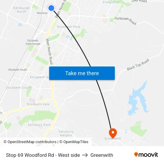 Stop 69 Woodford Rd - West side to Greenwith map