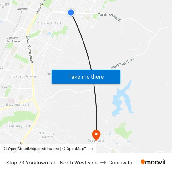 Stop 73 Yorktown Rd - North West side to Greenwith map