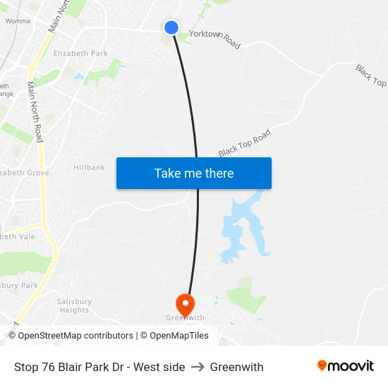 Stop 76 Blair Park Dr - West side to Greenwith map