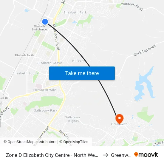 Zone D Elizabeth City Centre - North West side to Greenwith map
