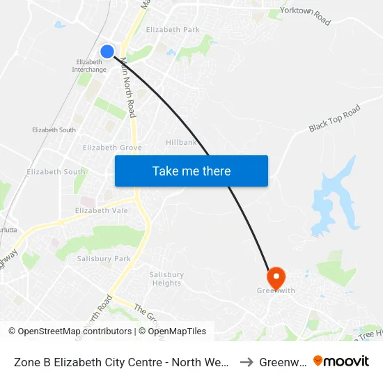 Zone B Elizabeth City Centre - North West side to Greenwith map