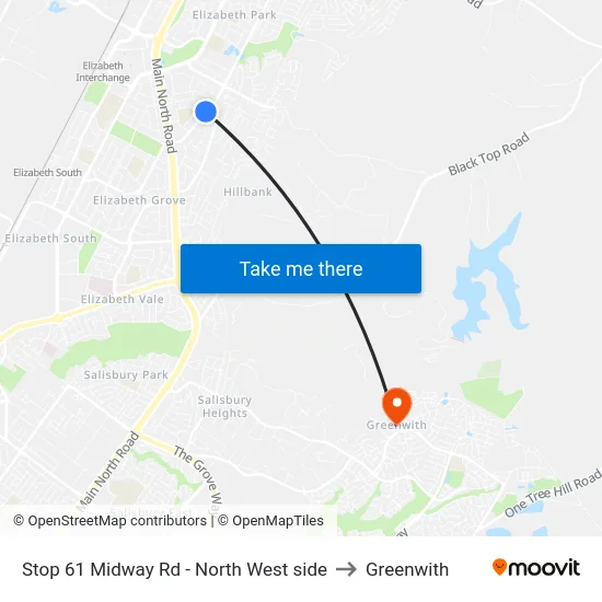 Stop 61 Midway Rd - North West side to Greenwith map