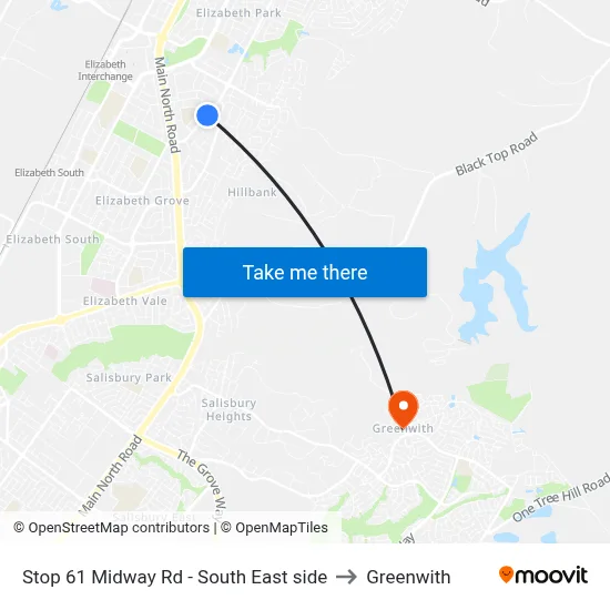 Stop 61 Midway Rd - South East side to Greenwith map