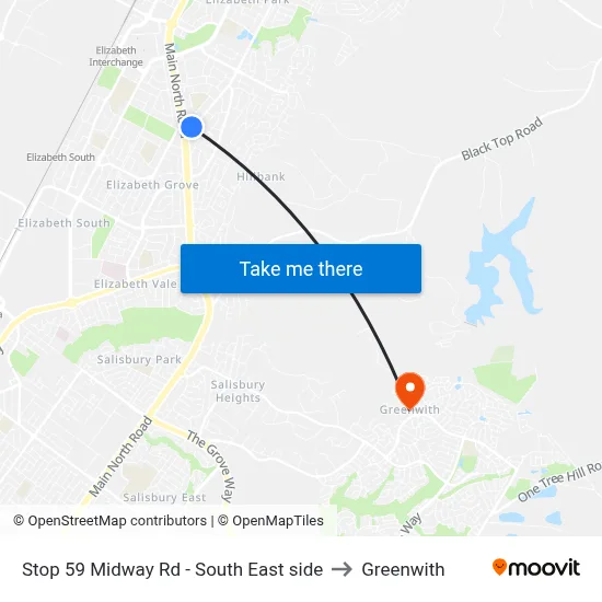 Stop 59 Midway Rd - South East side to Greenwith map