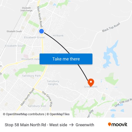 Stop 58 Main North Rd - West side to Greenwith map