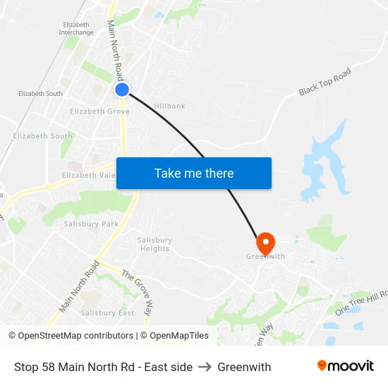 Stop 58 Main North Rd - East side to Greenwith map