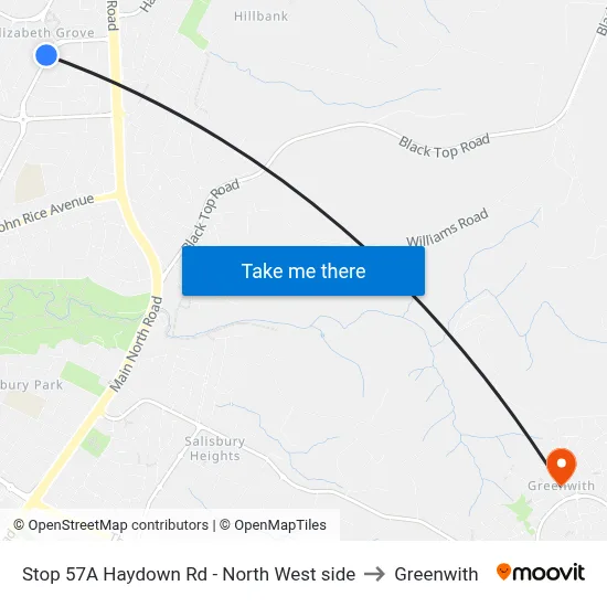 Stop 57A Haydown Rd - North West side to Greenwith map
