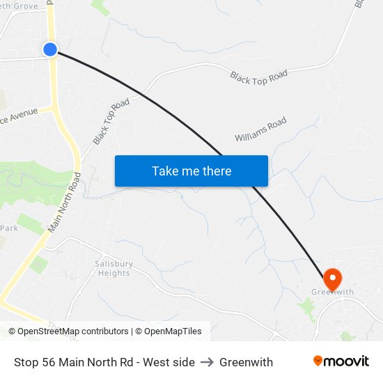 Stop 56 Main North Rd - West side to Greenwith map