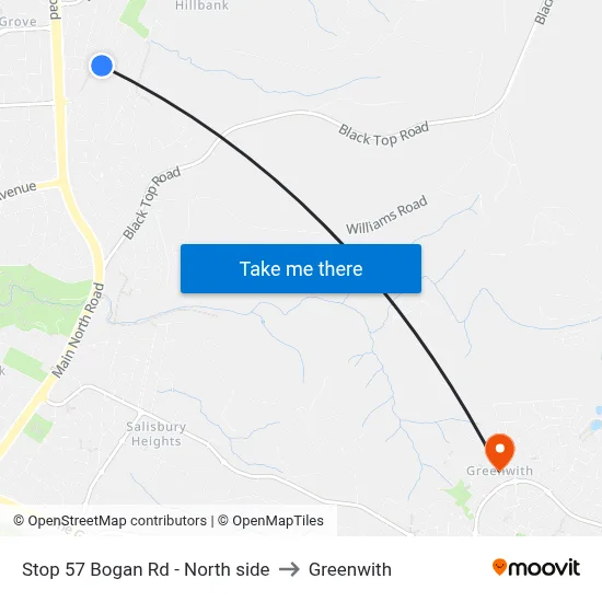 Stop 57 Bogan Rd - North side to Greenwith map