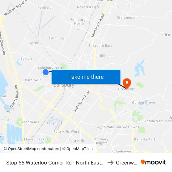 Stop 55 Waterloo Corner Rd - North East side to Greenwith map