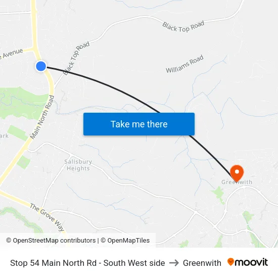 Stop 54 Main North Rd - South West side to Greenwith map