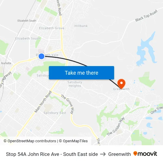 Stop 54A John Rice Ave - South East side to Greenwith map