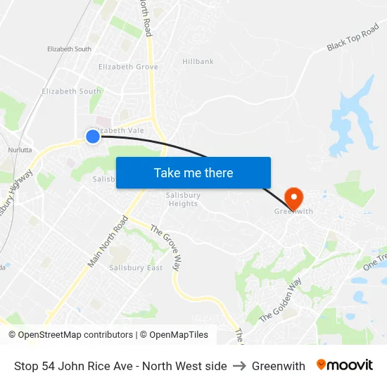 Stop 54 John Rice Ave - North West side to Greenwith map