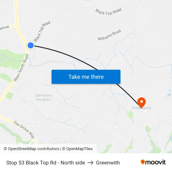 Stop 53 Black Top Rd - North side to Greenwith map