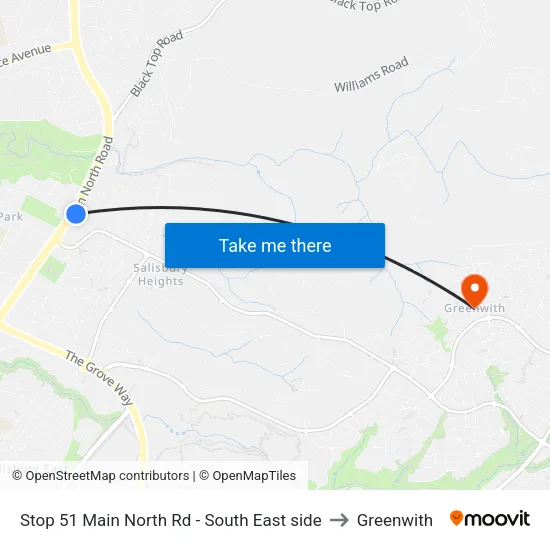 Stop 51 Main North Rd - South East side to Greenwith map
