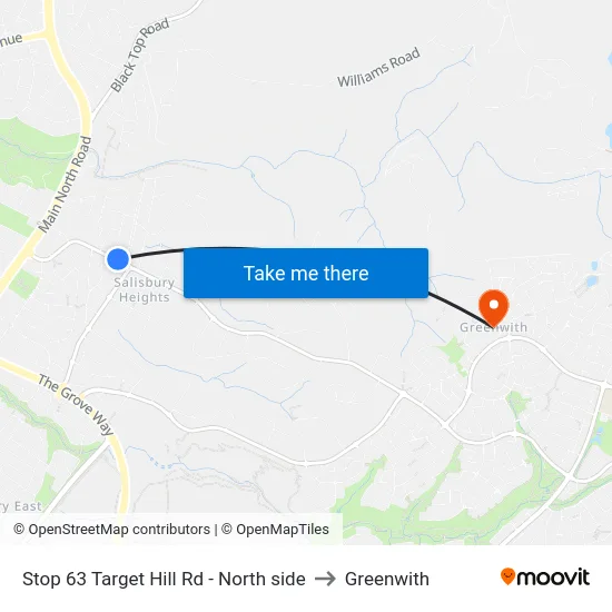 Stop 63 Target Hill Rd - North side to Greenwith map
