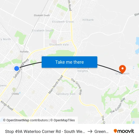 Stop 49A Waterloo Corner Rd - South West side to Greenwith map