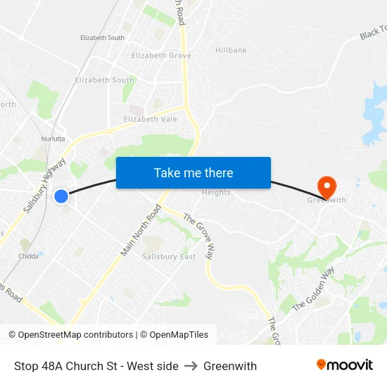 Stop 48A Church St - West side to Greenwith map