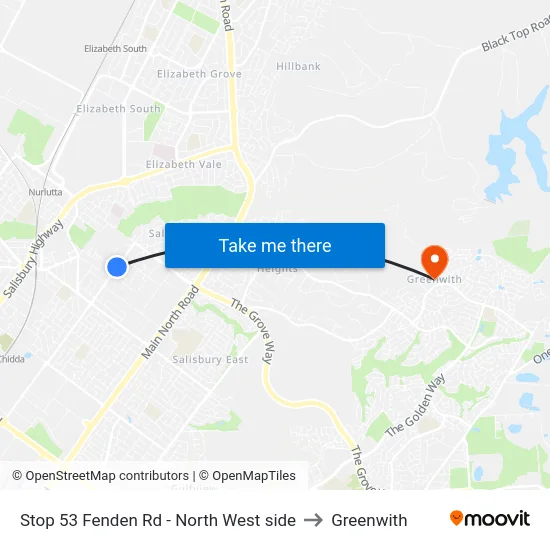 Stop 53 Fenden Rd - North West side to Greenwith map