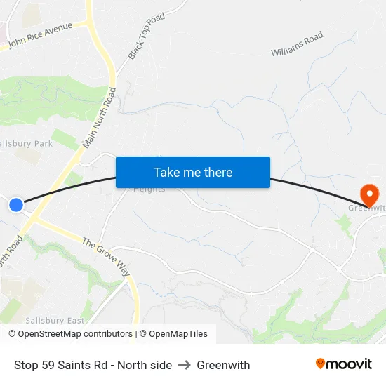 Stop 59 Saints Rd - North side to Greenwith map