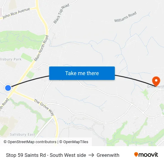 Stop 59 Saints Rd - South West side to Greenwith map