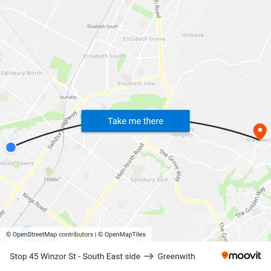Stop 45 Winzor St - South East side to Greenwith map