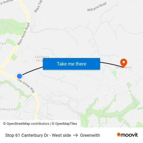 Stop 61 Canterbury Dr - West side to Greenwith map