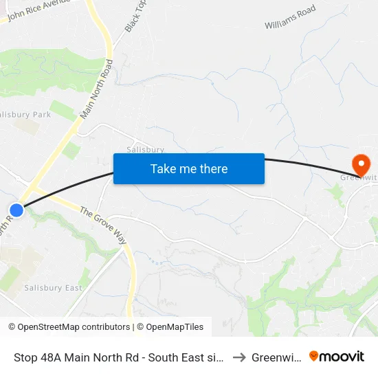 Stop 48A Main North Rd - South East side to Greenwith map