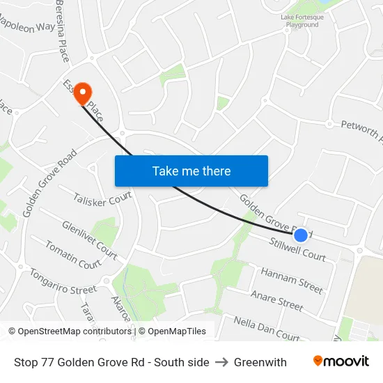 Stop 77 Golden Grove Rd - South side to Greenwith map