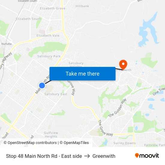 Stop 48 Main North Rd - East side to Greenwith map