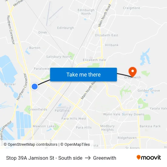 Stop 39A Jamison St - South side to Greenwith map