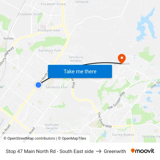 Stop 47 Main North Rd - South East side to Greenwith map
