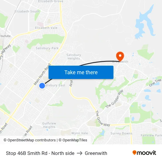 Stop 46B Smith Rd - North side to Greenwith map