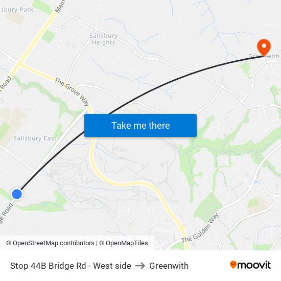 Stop 44B Bridge Rd - West side to Greenwith map