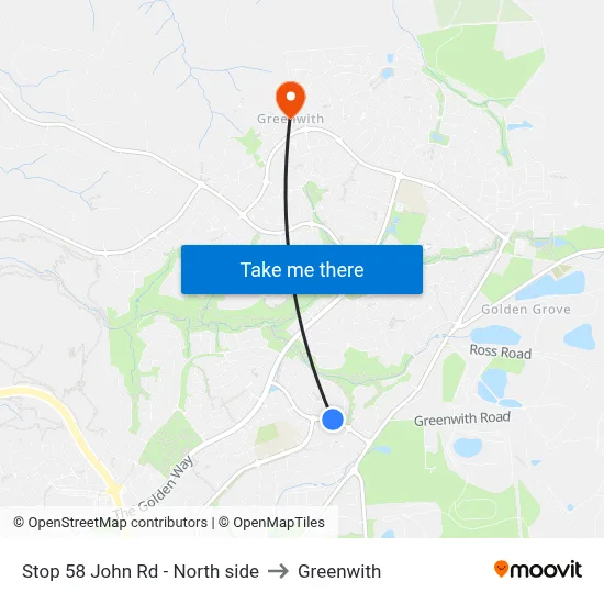 Stop 58 John Rd - North side to Greenwith map