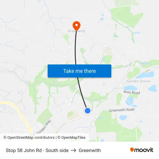 Stop 58 John Rd - South side to Greenwith map
