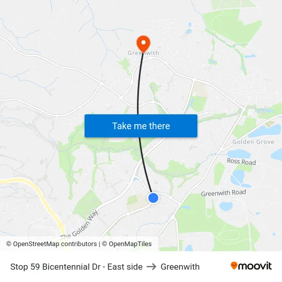 Stop 59 Bicentennial Dr - East side to Greenwith map