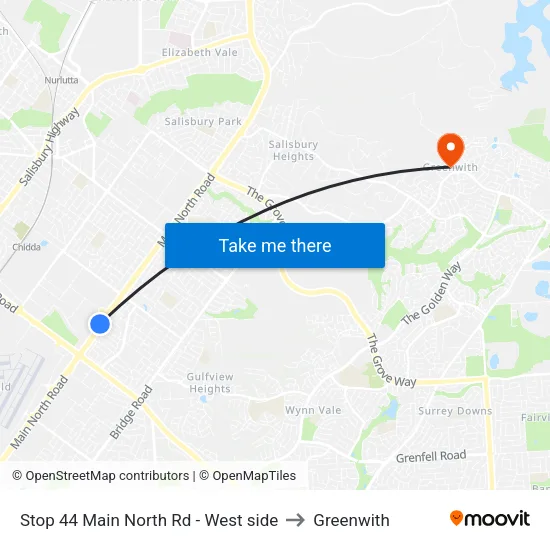 Stop 44 Main North Rd - West side to Greenwith map