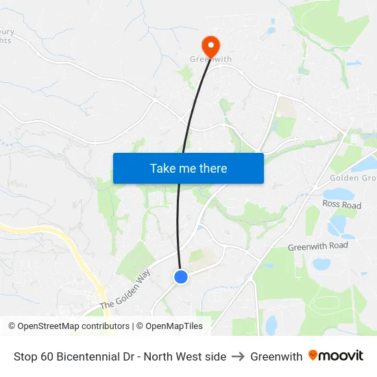 Stop 60 Bicentennial Dr - North West side to Greenwith map