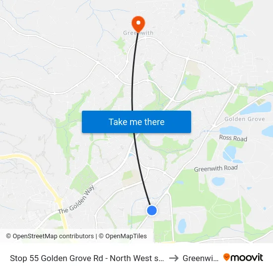 Stop 55 Golden Grove Rd - North West side to Greenwith map