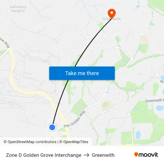 Zone D Golden Grove Interchange to Greenwith map