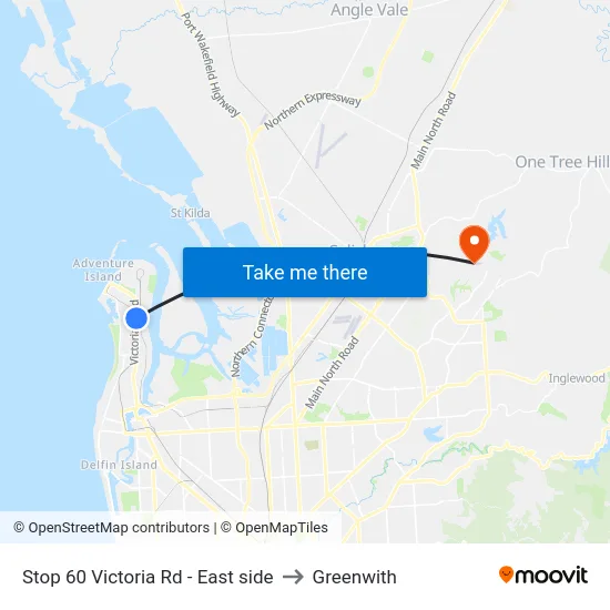 Stop 60 Victoria Rd - East side to Greenwith map