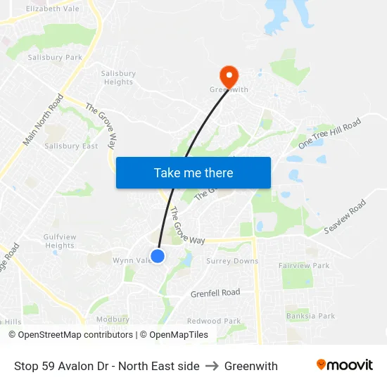 Stop 59 Avalon Dr - North East side to Greenwith map